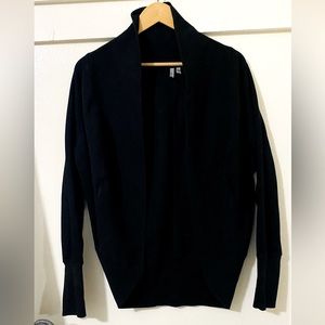 Caslon womens black cocoon style sweatshirt soft knit L open front